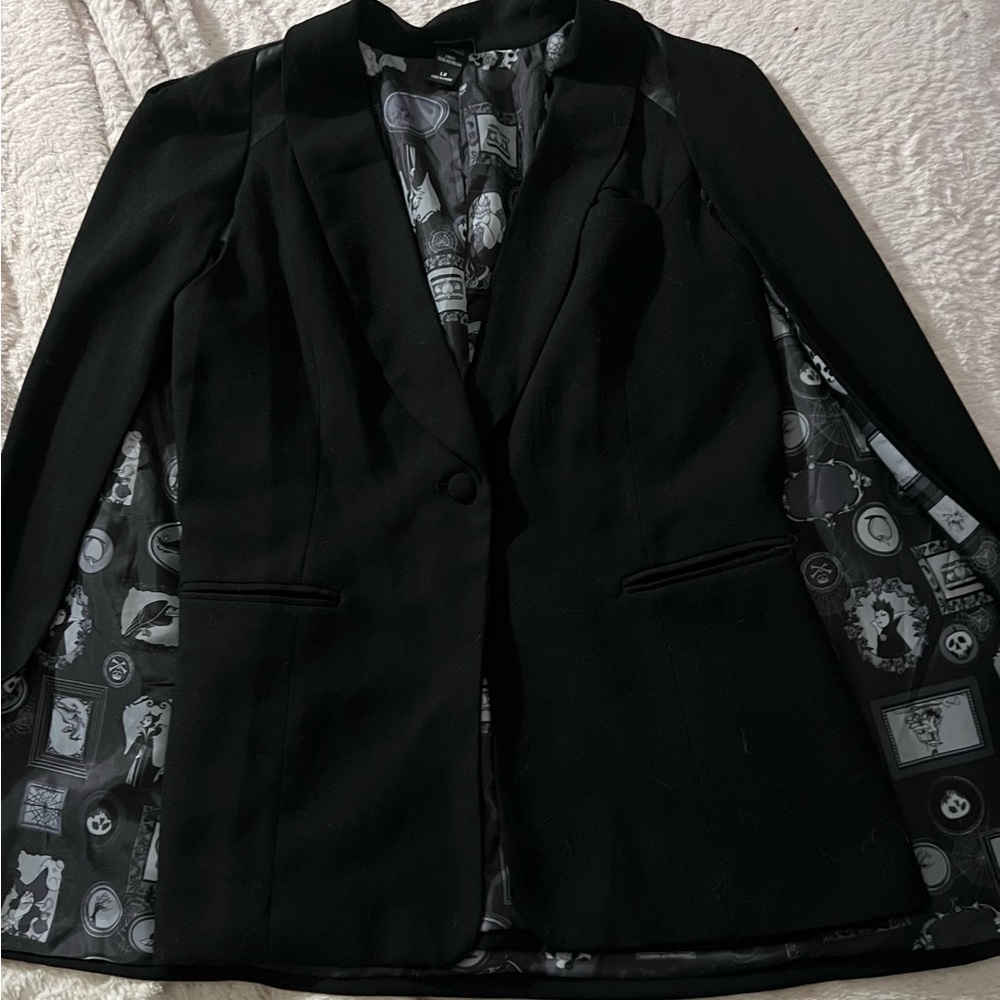Disney Villans Black Women's Blazer-Cape with Patterned Lining